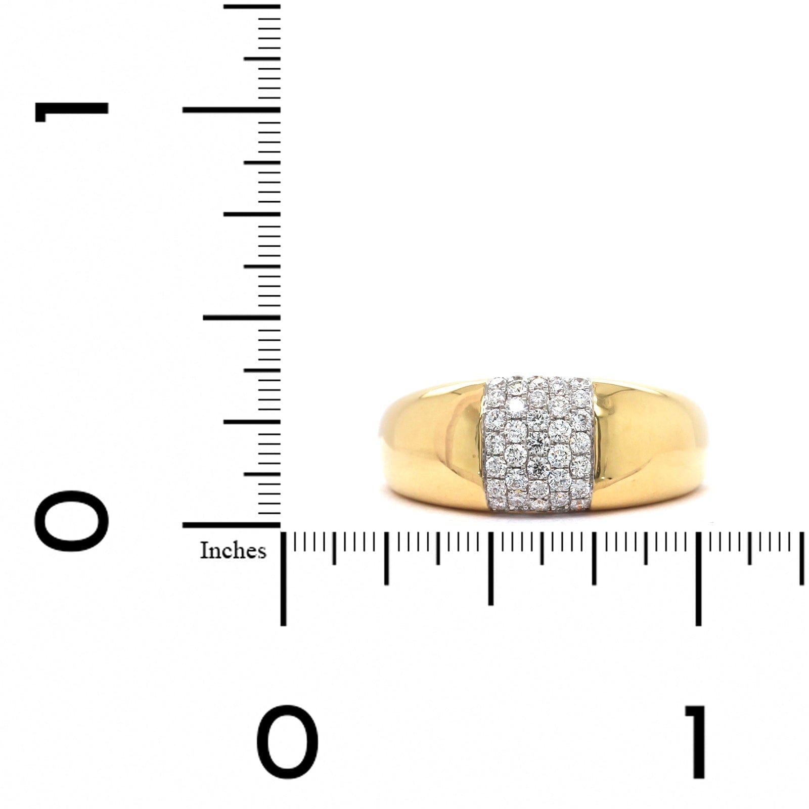 18K Yellow Gold Pave Center Dome Ring