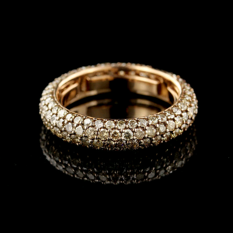 18K Rose Gold Brown Pave Diamond Ring