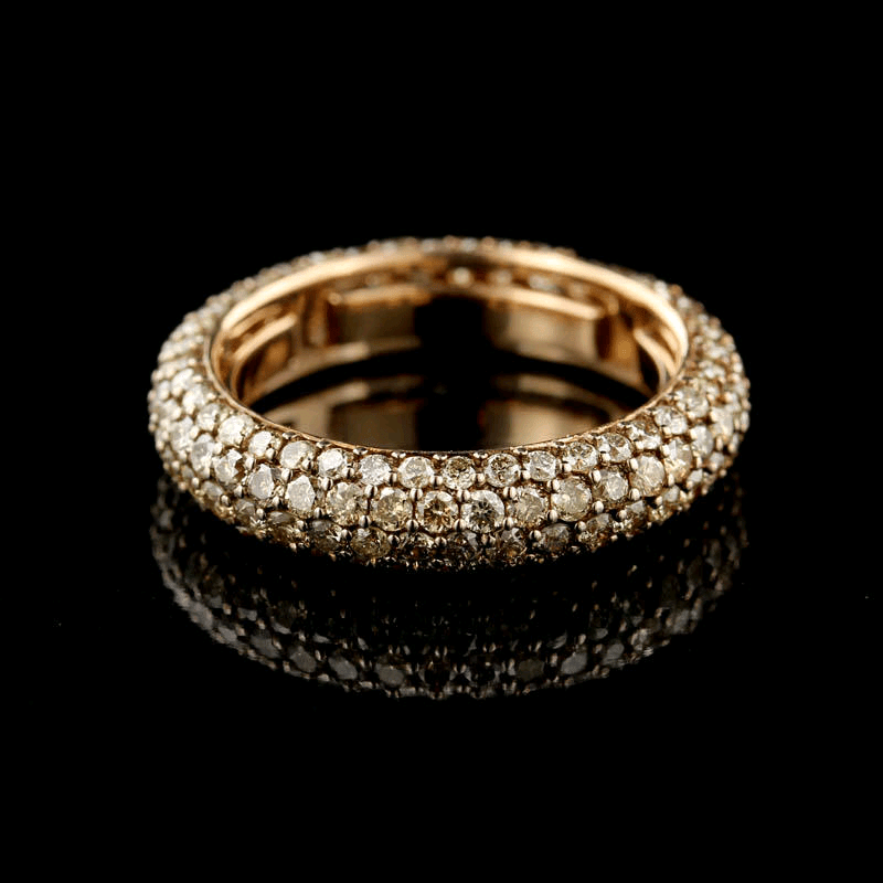 18K Rose Gold Brown Pave Diamond Ring