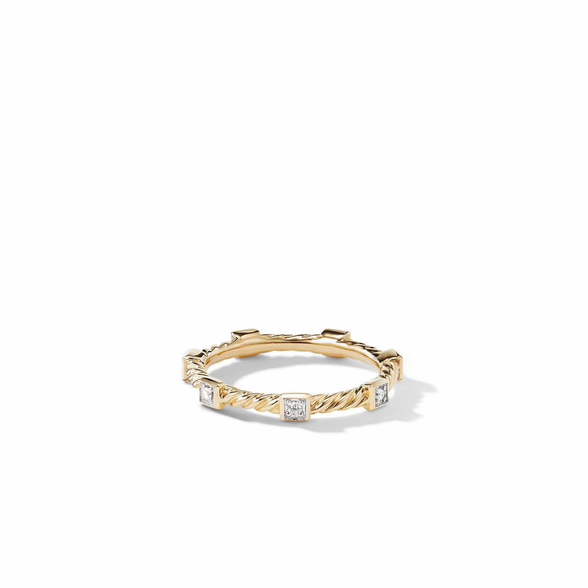 Cable Collectibles® Stack Ring in 18K Yellow Gold with Diamonds