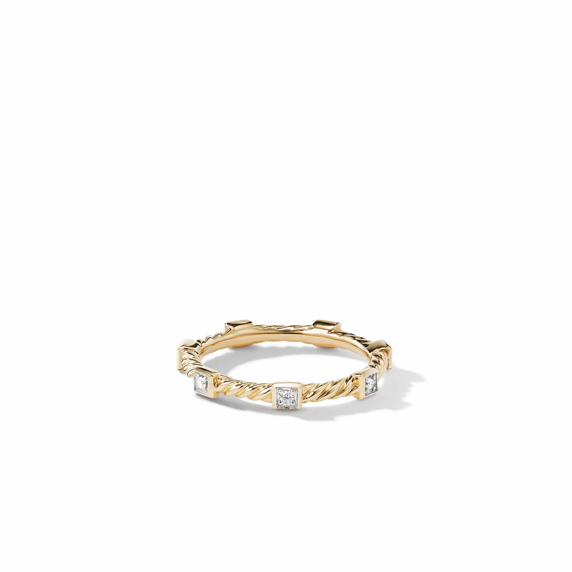 Cable Collectibles® Stack Ring in 18K Yellow Gold with Diamonds