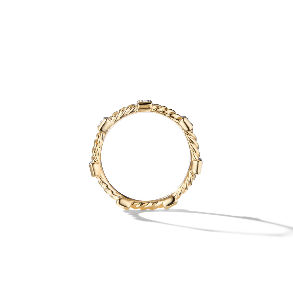 Cable Collectibles® Stack Ring in 18K Yellow Gold with Diamonds
