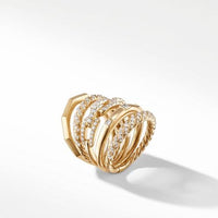 Stax Five Row Ring with Diamonds in 18K Gold, 21mm