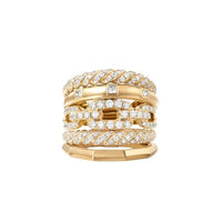 Stax Five Row Ring with Diamonds in 18K Gold, 21mm