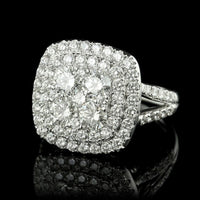 18K White Gold Split Shank Double Halo Diamond Ring