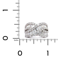 18K White Gold Crossed Baguette Diamond Band