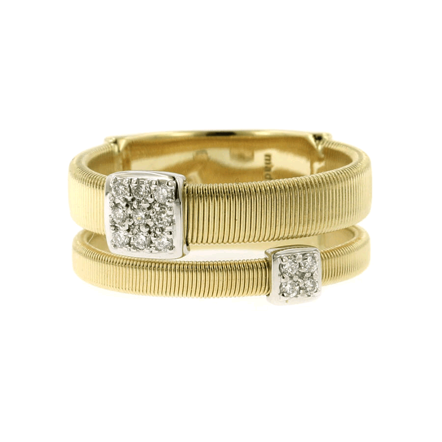 Masai 18K Two-Tone Gold 2 Row Pave Diamond Ring