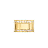 18K Yellow Gold Wide Diamond Ring