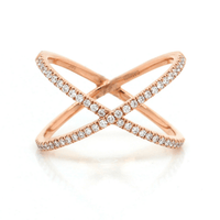 14K Rose Gold Wide Crossover Diamond Ring
