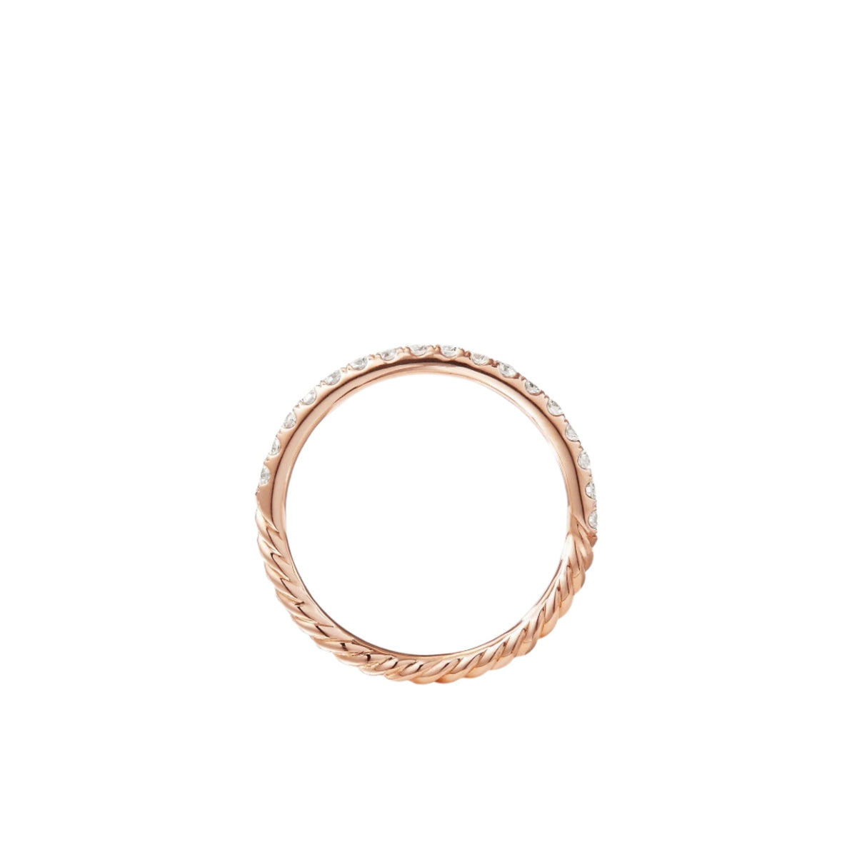 Cable Pavé Band Ring in 18K Rose Gold with Diamonds