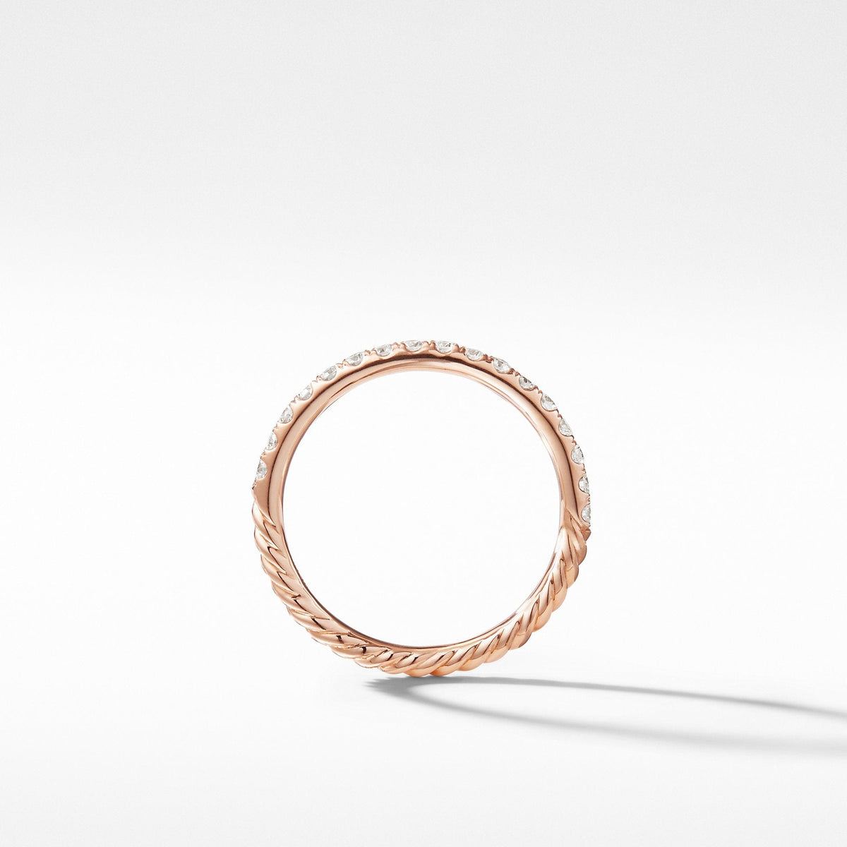 Cable Pavé Band Ring in 18K Rose Gold with Diamonds