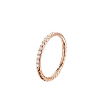 Cable Pavé Band Ring in 18K Rose Gold with Diamonds