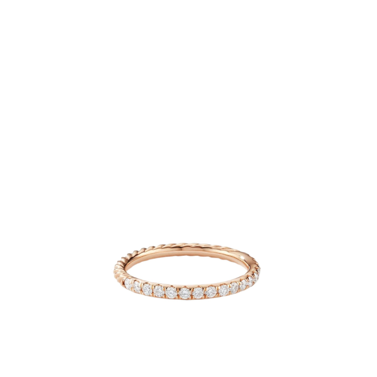 Cable Pavé Band Ring in 18K Rose Gold with Diamonds