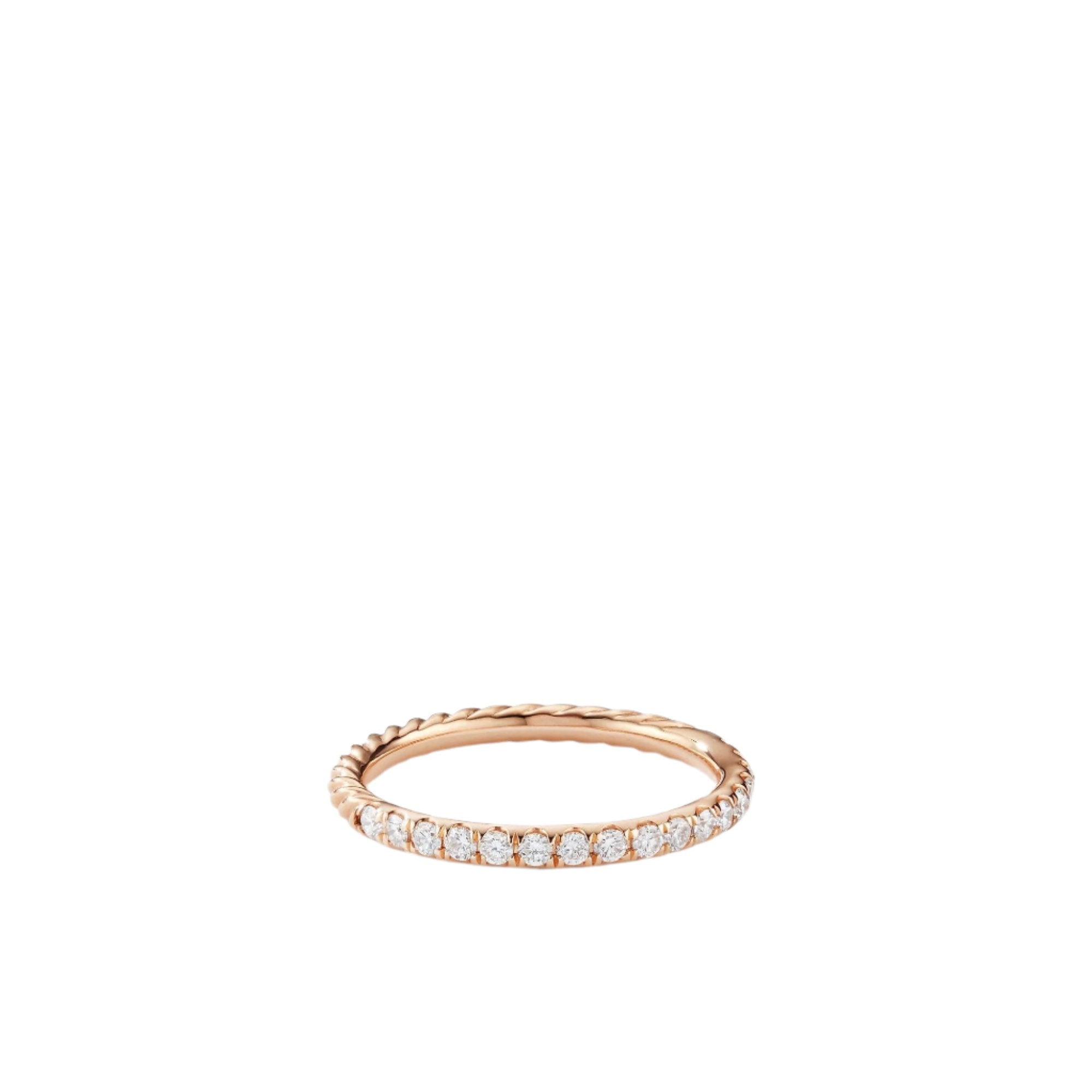 Cable Pavé Band Ring in 18K Rose Gold with Diamonds