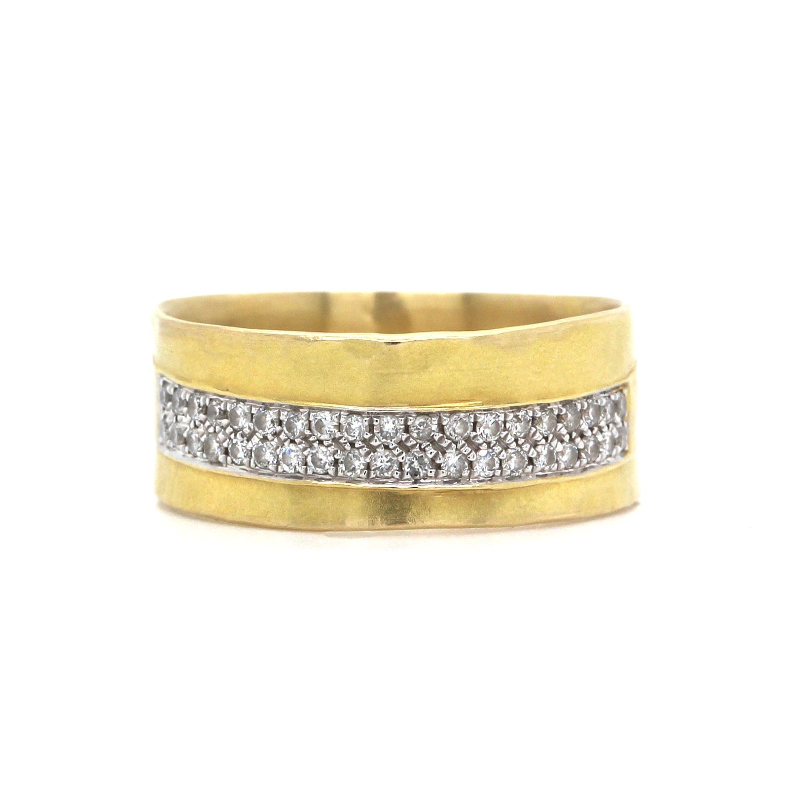 14K Yellow Gold Wide Pave Diamond Ring