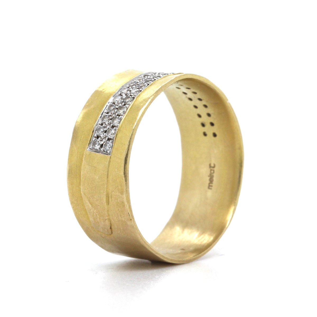14K Yellow Gold Wide Pave Diamond Ring