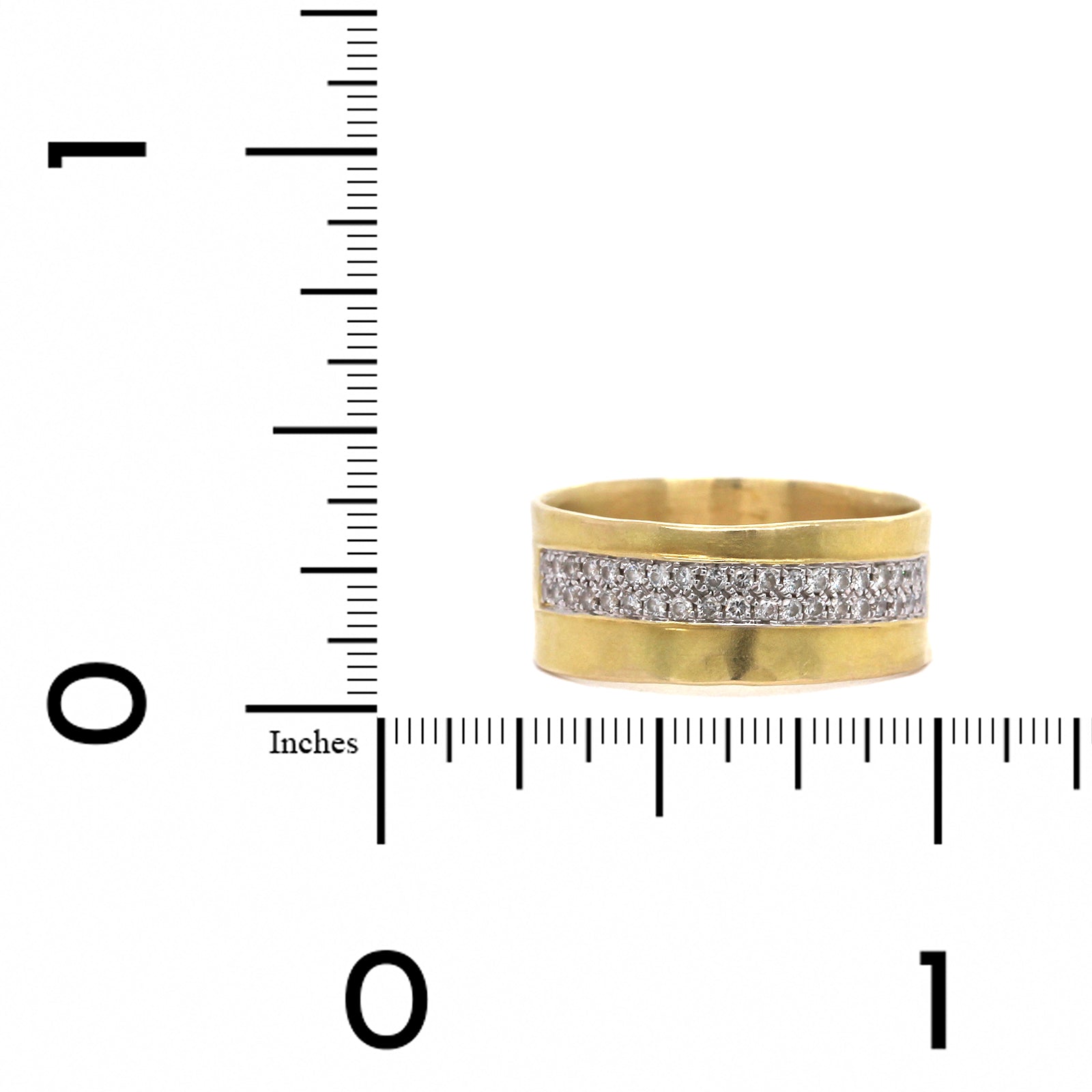 14K Yellow Gold Wide Pave Diamond Ring