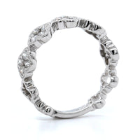 18K White Gold Five Diamond Station Flower Ring