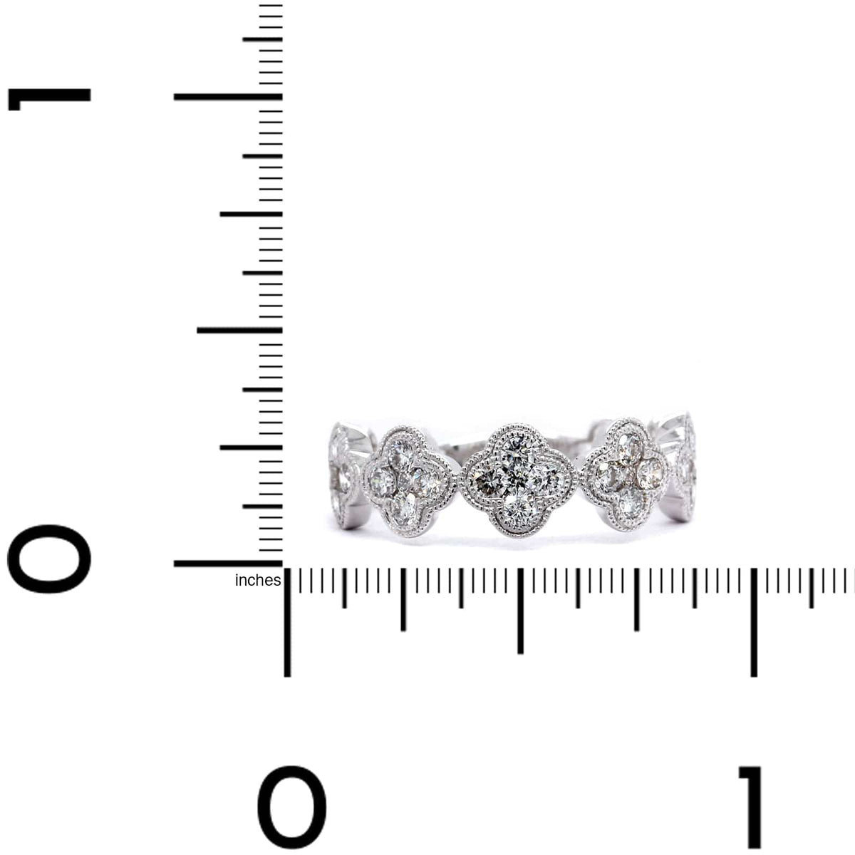 18K White Gold Five Diamond Station Flower Ring