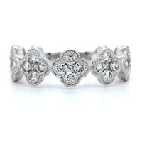 18K White Gold Five Diamond Station Flower Ring