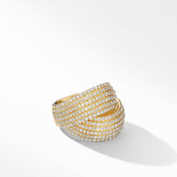 DY Origami Crossover Ring in 18K Yellow Gold with Diamonds