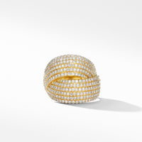 DY Origami Crossover Ring in 18K Yellow Gold with Diamonds