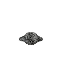 Mini Chevron Pinky Ring in 18K White Gold with Pavé Black Diamonds