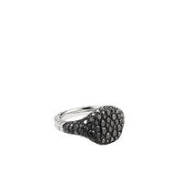 Mini Chevron Pinky Ring in 18K White Gold with Pavé Black Diamonds