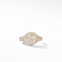 Mini Chevron Pinky Ring in 18K Yellow Gold with Pavé Diamonds