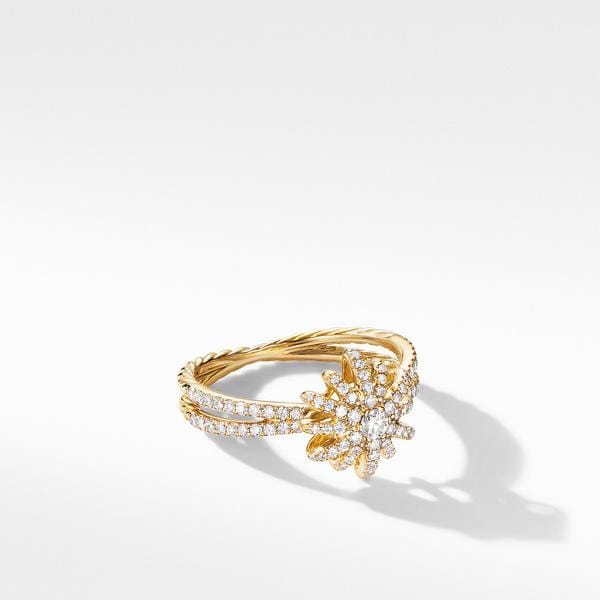 Starbust Ring in 18K Yellow Gold with Pavé Diamonds