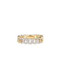 Belmont Curb Link Narrow Ring in 18K Yellow Gold with Pavé Diamonds