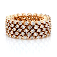 18K Rose Gold Five-Row Diamond Ring