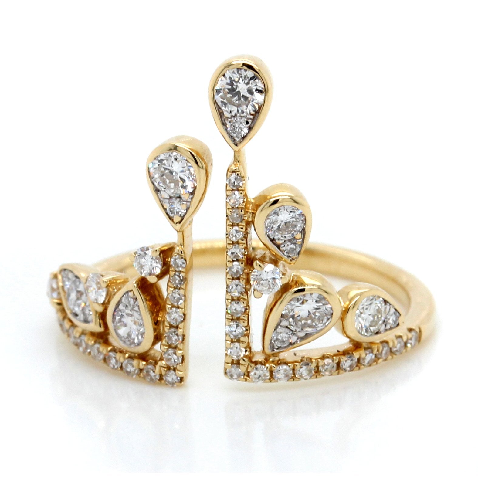 14K Yellow Gold Diamond Crown Ring