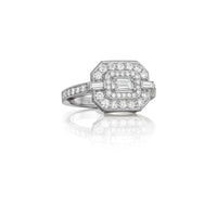 Penny Preville 18K White Gold Emerald Shaped Diamond Ring with Diamond Accents