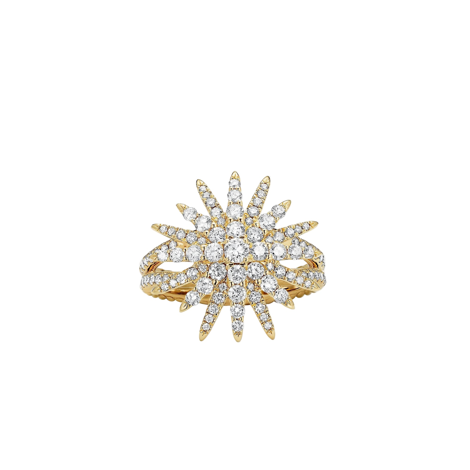 Starburst Ring 18K Yellow Gold with Diamonds, 20mm