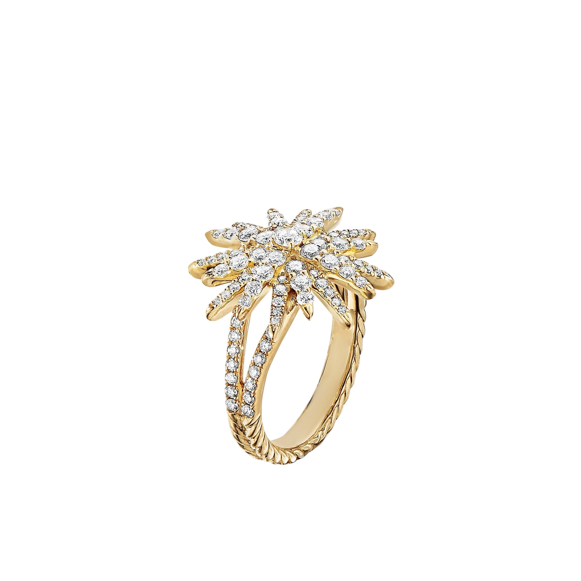 Starburst Ring 18K Yellow Gold with Diamonds, 20mm