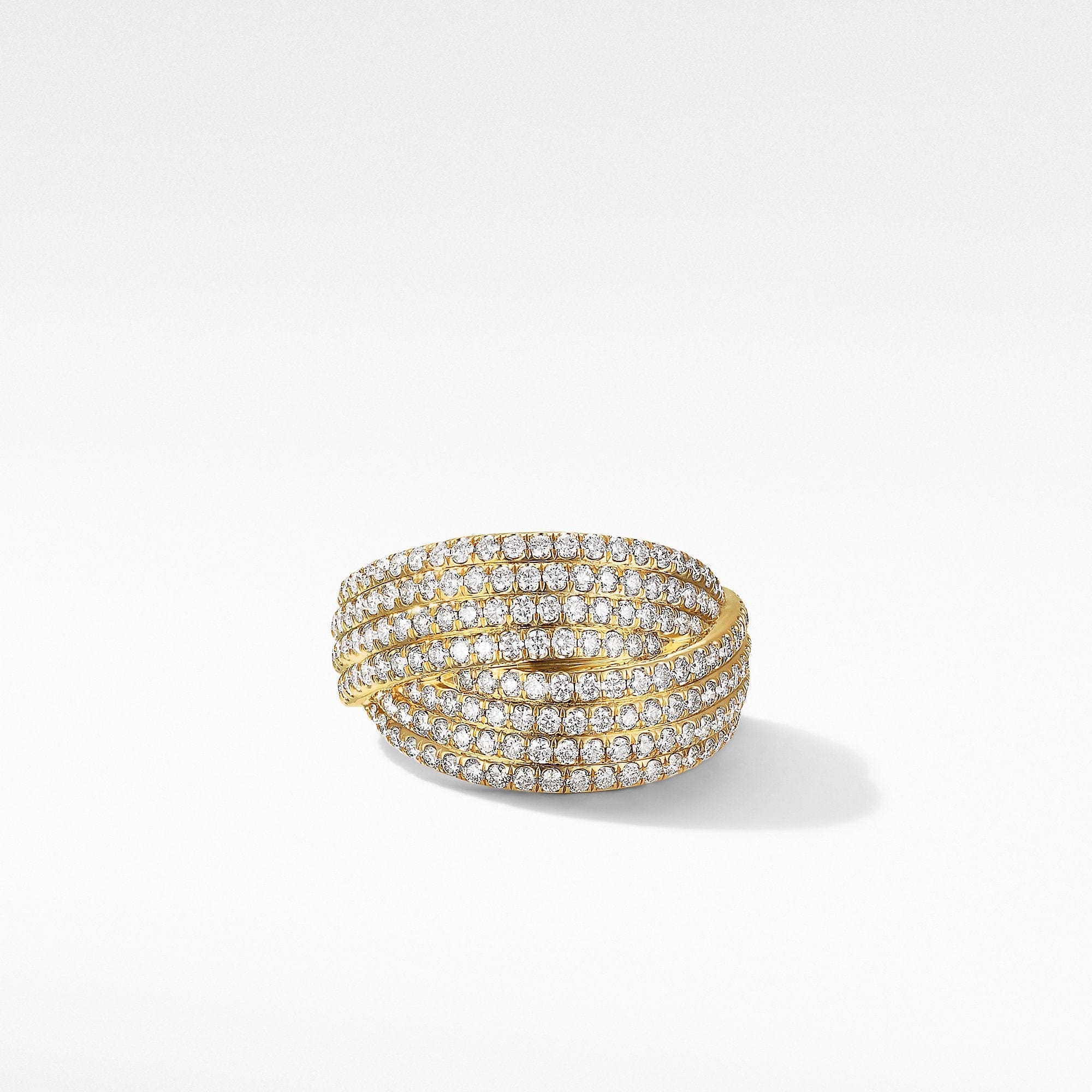 DY Origami Ring in 18K Yellow Gold with Pavé Diamonds