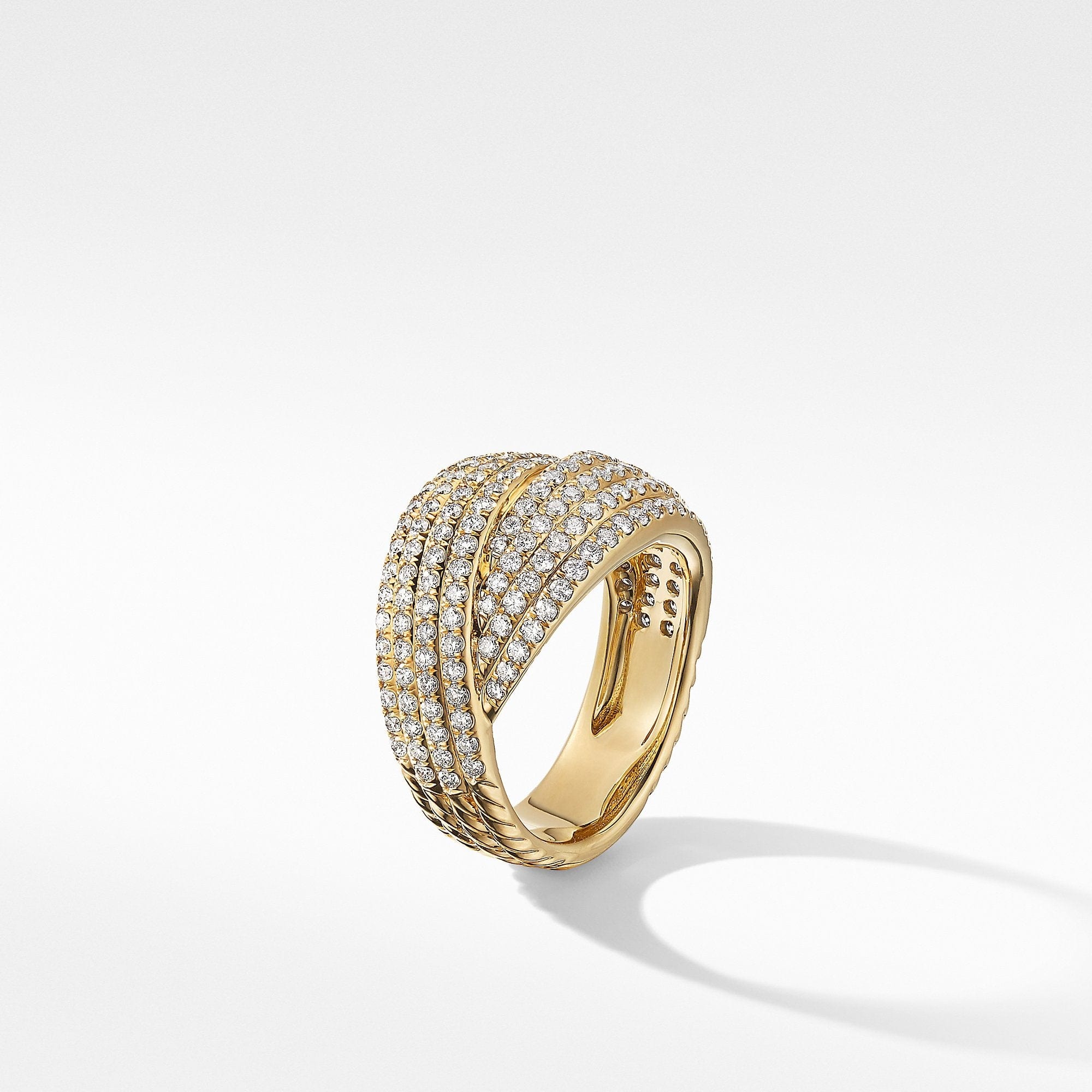 DY Origami Ring in 18K Yellow Gold with Pavé Diamonds