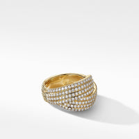 DY Origami Ring in 18K Yellow Gold with Pavé Diamonds