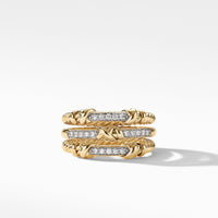 Petite Helena Three Row Ring in 18K Yellow Gold with Diamonds