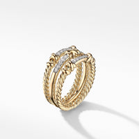 Petite Helena Three Row Ring in 18K Yellow Gold with Diamonds