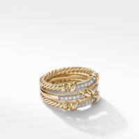 Petite Helena Three Row Ring in 18K Yellow Gold with Diamonds