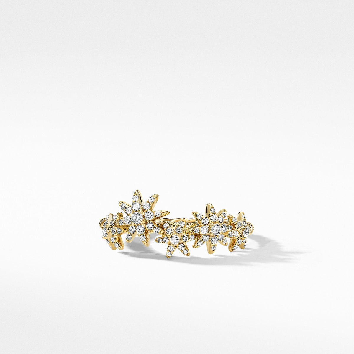 Starburst Cluster Band Ring in 18K Yellow Gold with Pavé Diamonds