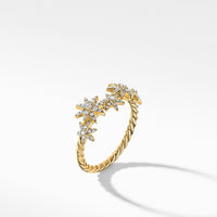 Starburst Cluster Band Ring in 18K Yellow Gold with Pavé Diamonds