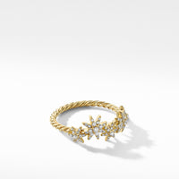 Starburst Cluster Band Ring in 18K Yellow Gold with Pavé Diamonds