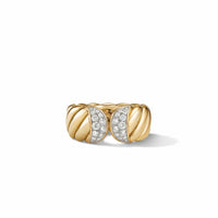 Sculpted Cable Ring in 18K Yellow Gold with Pavé Diamonds