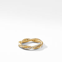 Petite Infinity Twisted Ring in 18K Yellow Gold with Pavé Diamonds