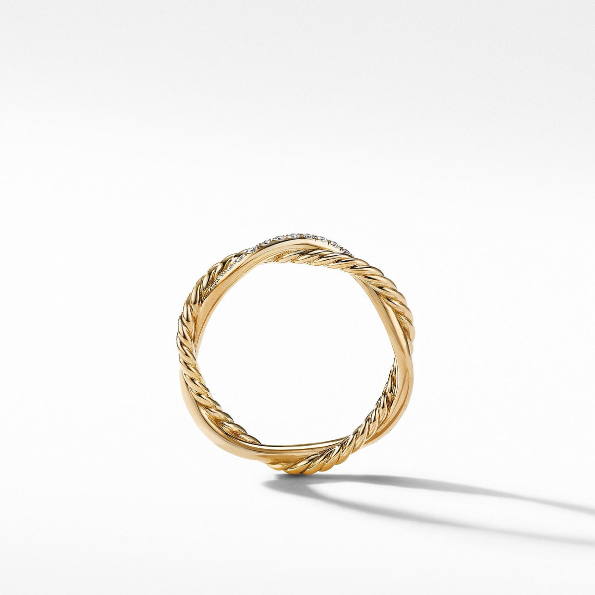 Petite Infinity Twisted Ring in 18K Yellow Gold with Pavé Diamonds