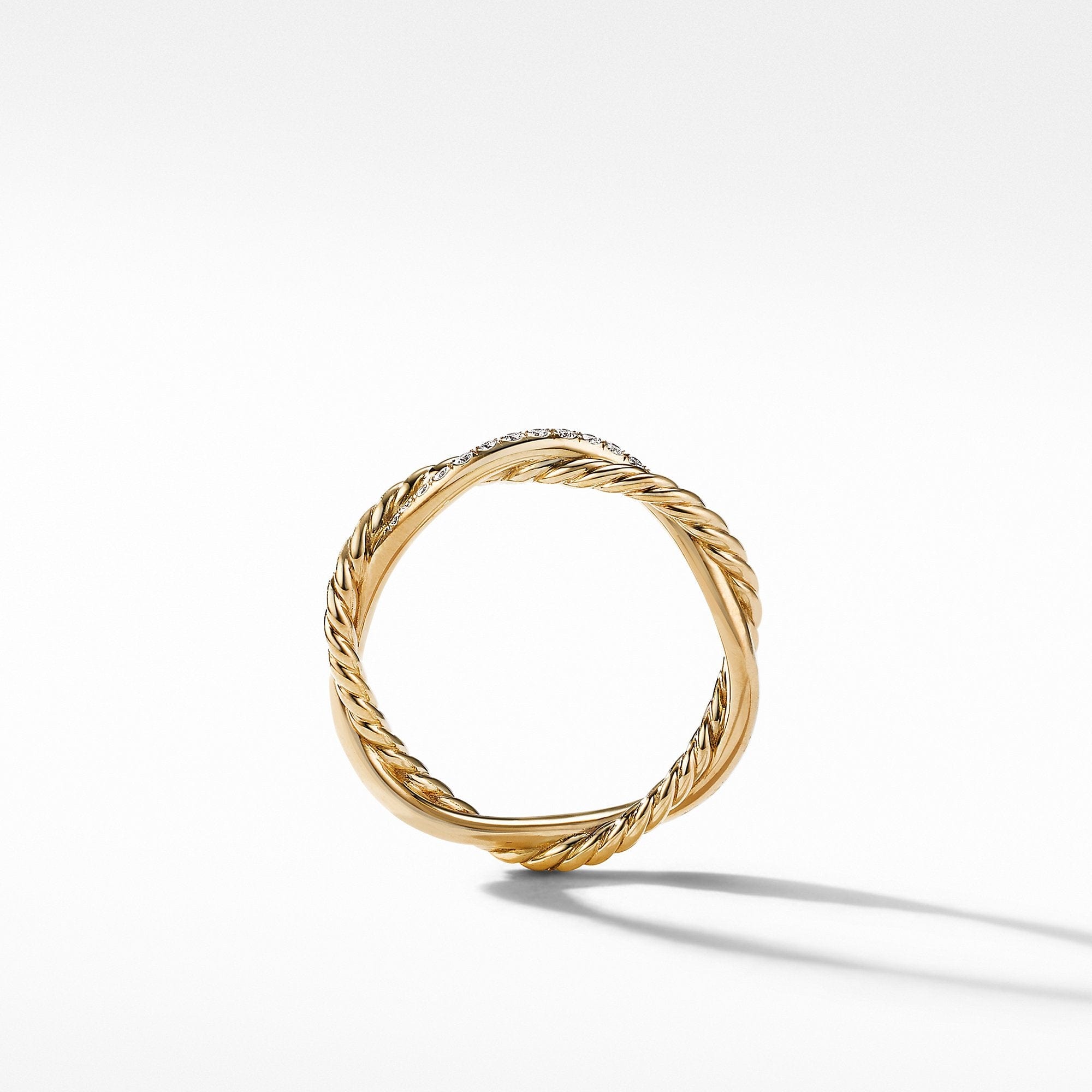 Petite Infinity Twisted Ring in 18K Yellow Gold with Pavé Diamonds