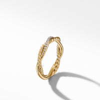 Petite Infinity Twisted Ring in 18K Yellow Gold with Pavé Diamonds